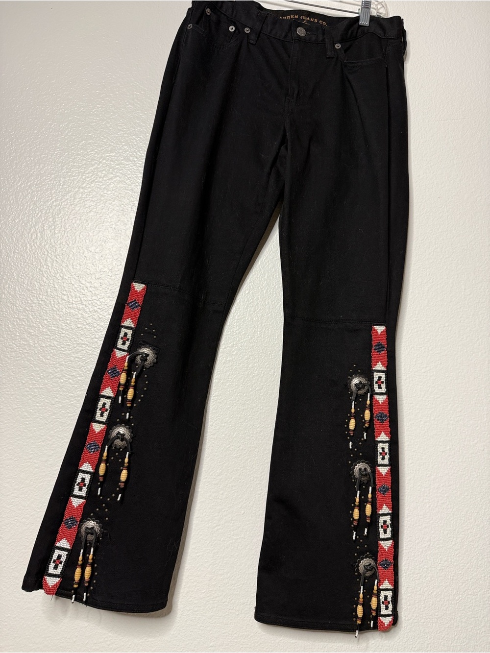 Vintage Ralph Lauren Jeans Co Black Beaded Concho Bootcut Jeans 4P Western Y2K - Picture 4 of 12